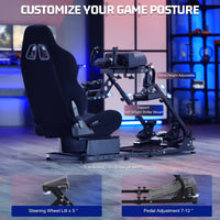 Marada Flight Sim Cockpit with Black Seat and Racing Wheel Stand for Driving and Flight Simulator Fit for HOTAS Warthog, Thrustmaster,Logitech Adjustable |Throttle,Joystick,Keyboard not Included|