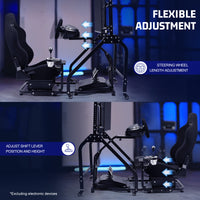 Marada Racing Sim Cockpit with Black Seat & Single Monitor Mount works with Logitech Thrustmaster electronics not included