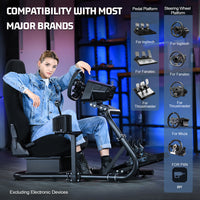 Marada racing simulator cockpit with black seat Fit Logitech G923 Thrustmaster