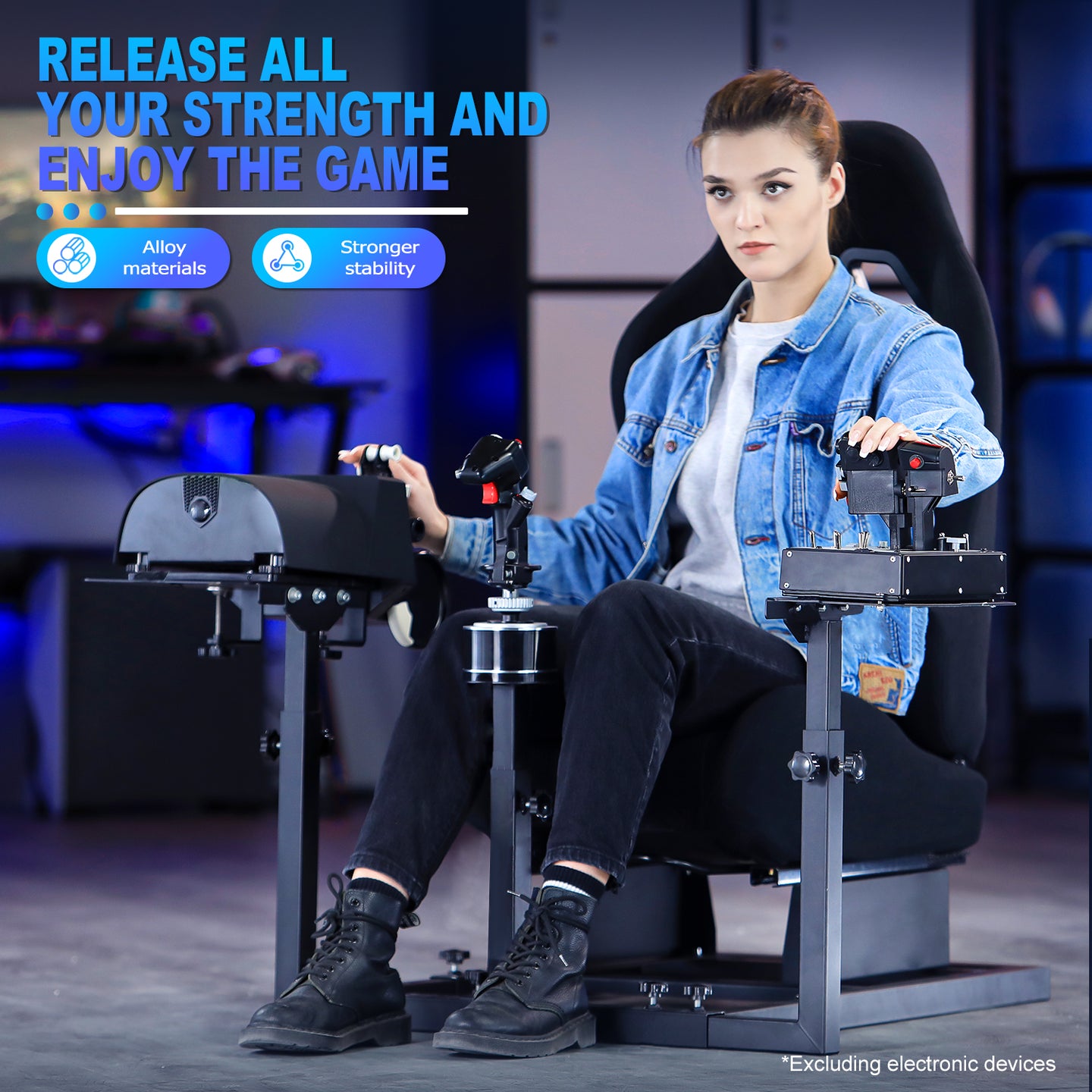 Marada Racing Flight Simulator Cockpit with Black Seat Compatible for Thrustmaster A10C Hotas Warthog Adjustable Throttle,Joystick,Keyboard NOT Included