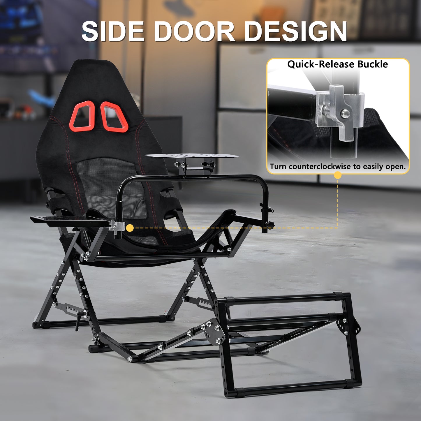 Marada Racing Sim Rig Cockpit with Seat for Logitech G29 G920 G923 | X-Type Stable Frame Structure | Wheel & Pedals Not Included