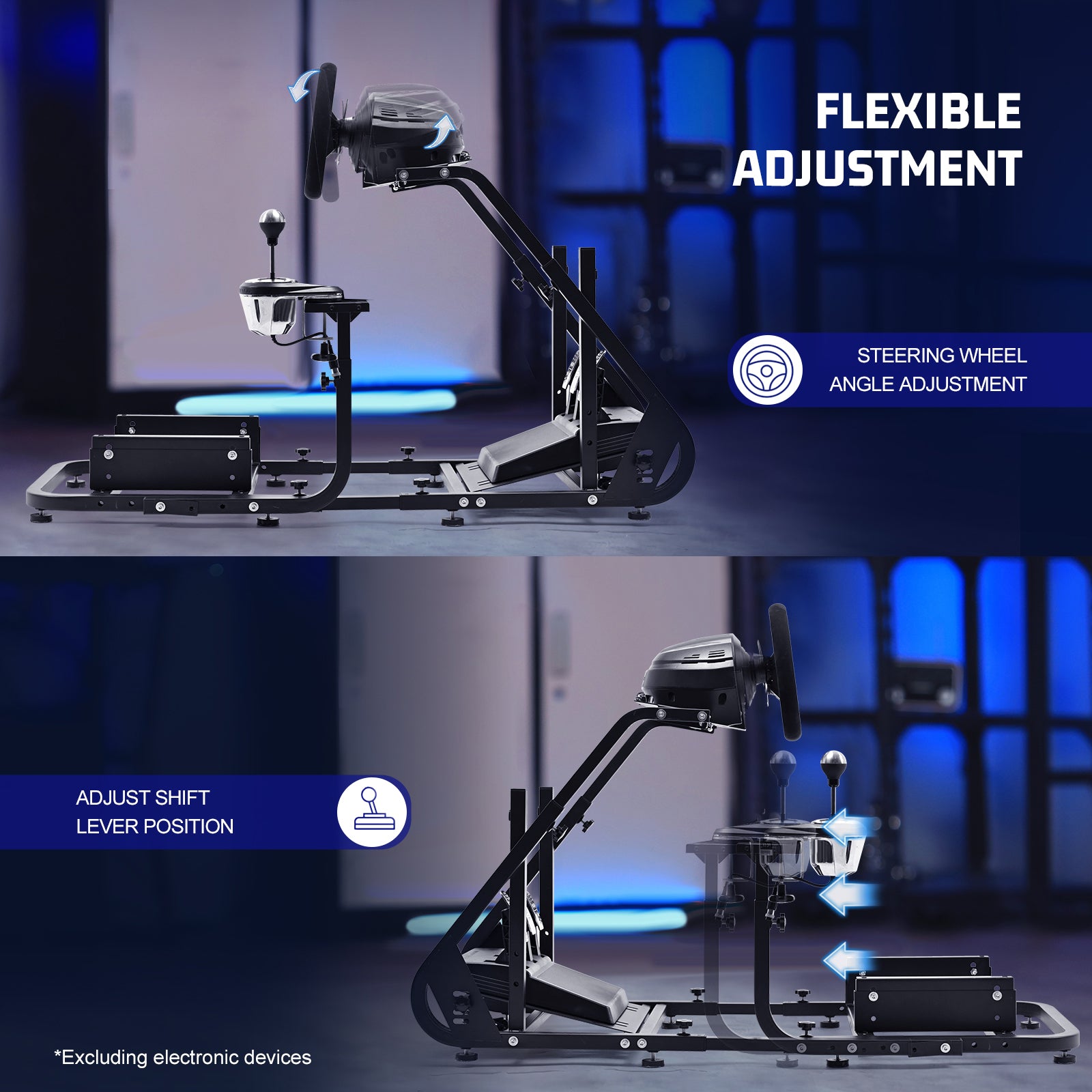 Marada Racing Wheel Stand Suitable for G25 G27 G29 G920 Racing Wheel Steering Wheel Stand Racing Game Stand Simulator Cockpit with Capacity 220LBS Without Wheel and Pedals (Black)