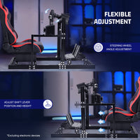 Marada Adjustable 3060 Aluminum Racing Sim Cockpit with Red Seat Compatible with Logitech G920