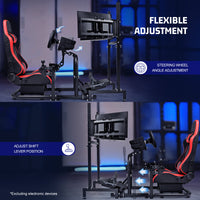 Marada Racing Simulator Cockpit with Triple Monitor Stand & Red Seat Fit LogitechG29