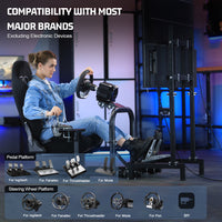 Marada Racing Cockpit with TV Stand & Black Seat Fit for Logitech G923 G920, Thrustmaster, T3PA/TGT, Wheel and Pedal Not Included Driving Simulator Cockpit-55