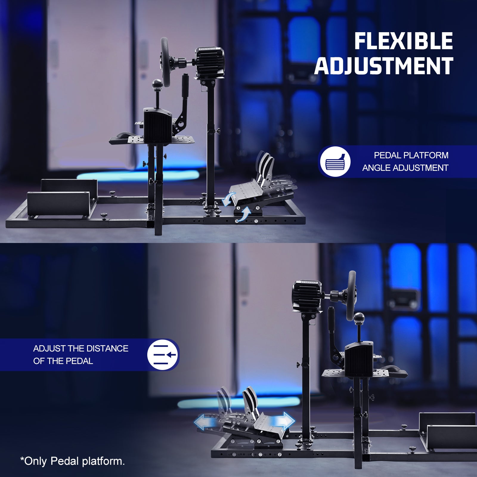 Marada Gaming Stand Pedal Mount - One-piece U-shaped Structure, 120LB Load Capacity, Multi-angle Adjustment, Compatible with Racing & Flight Pedals