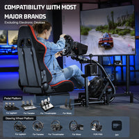 Marada Racing Cockpit with TV Stand & Red Seat Fit for G923 G920 T500,FANTEC,T3PA/TGT Stable & Strong Wheel and Pedals Not Included