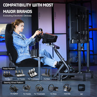 Marada Driving Simulator Cockpit with Monitor Stand & Black Seat Fit for Fantec, Logitech,G923 G920 T500 Wheel and Pedals Not Included