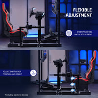 Marada 4080 Series Aluminum Cockpit with Single Monitor Mount and Red Seat Designed for Logitech Thrustmaster Fanatec Wheel Bases