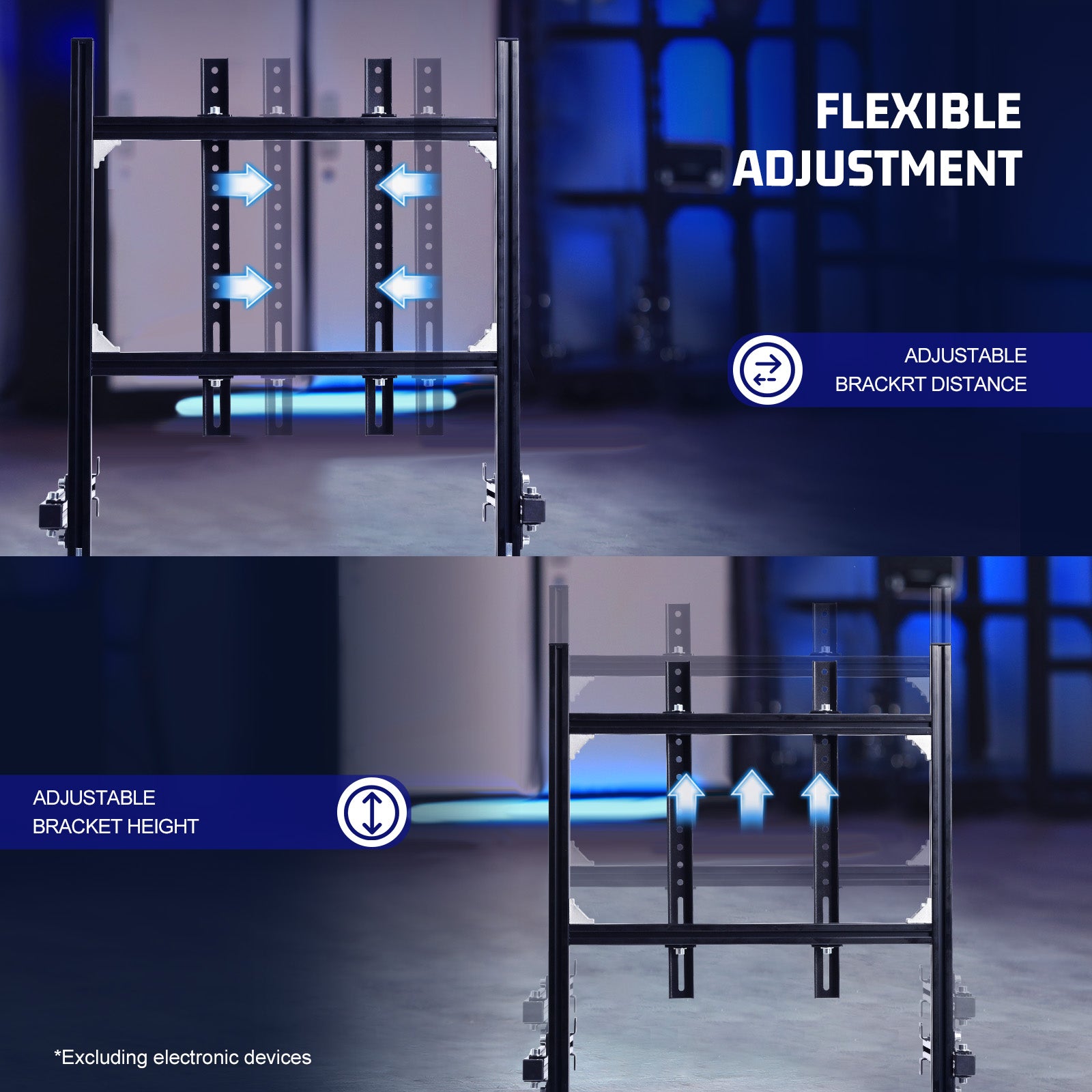 Marada 3030 Aluminum Racing Sim Cockpit Monitor Stand Supports 27" to 65" Monitors