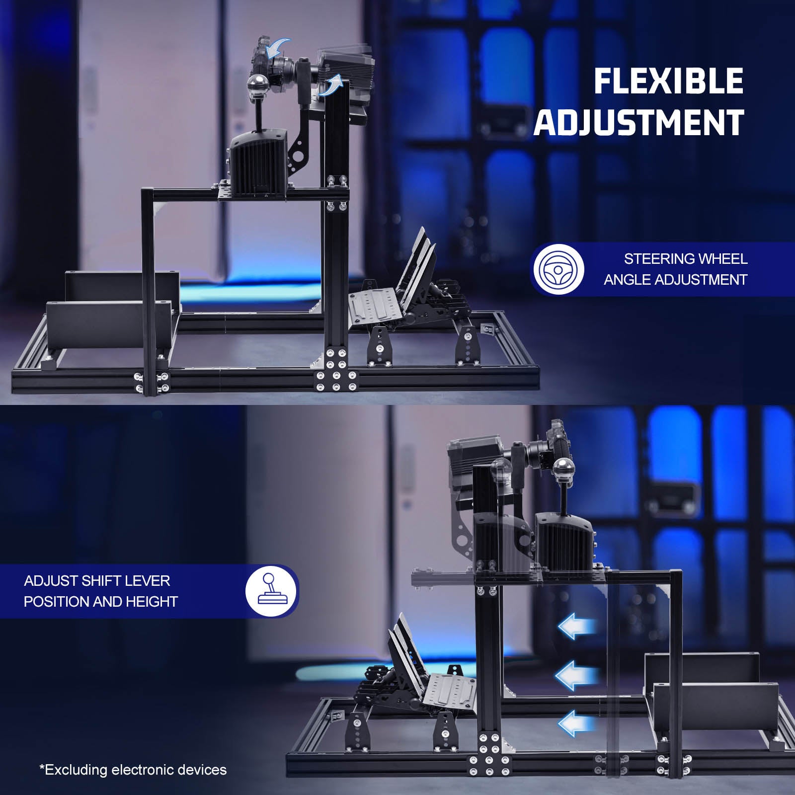 Marada 3060 Aluminum Profile Adjustable Racing Simulator Cockpit Compatible With Logitech G29