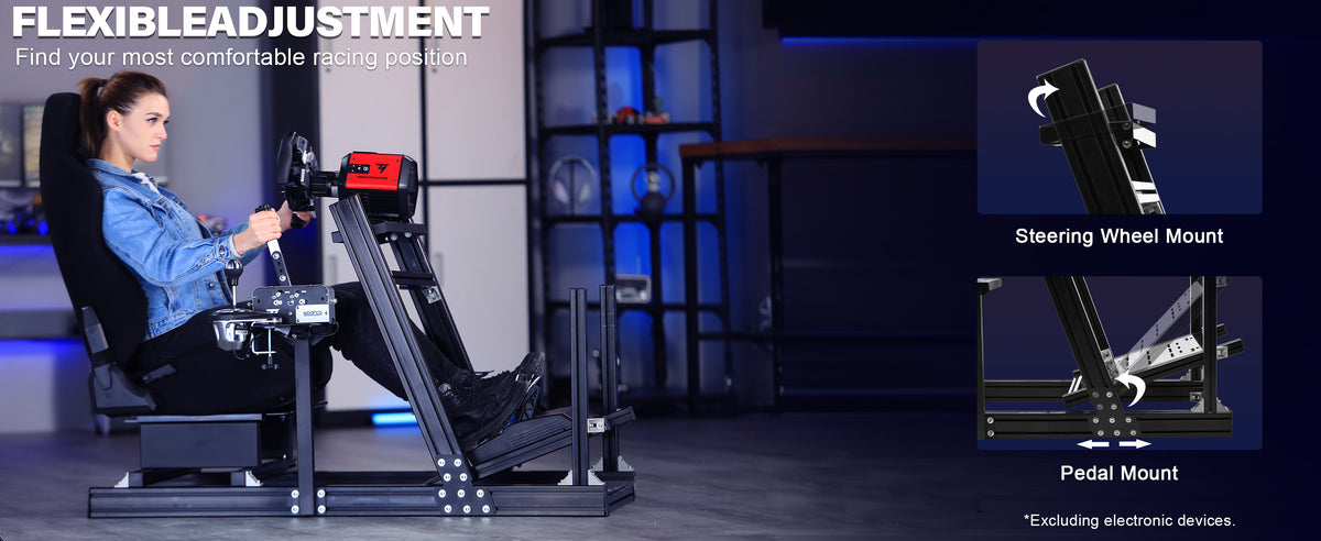 Marada Sim Racing Rig Marada Adjustable 4080 Aluminum Sim Racing Cockpit with Seat Compatibl