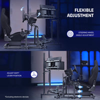Marada Racing Simulator Cockpit with Triple Monitor Stand & Black Seat Fit forLogitech
