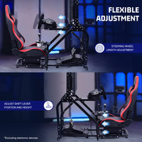 Marada G29 Racing Simulator Cockpit Adjustable Red Seat Movable Monitor Stand Compatible with Logitech Thrustmaster Series