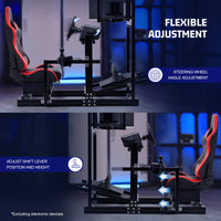 Marada 4080 Aluminum Sim Cockpit with Red Seat & Triple Monitor Mount,No Electronics Included