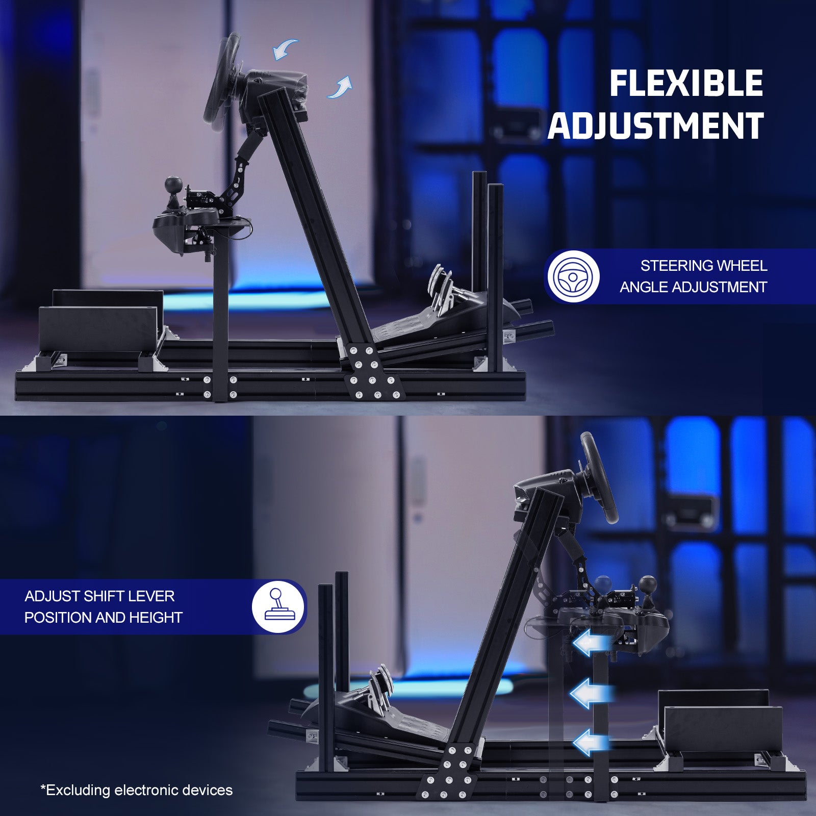 Marada 4080 Aluminum Racing Frame with Seat Compatible with Logitech Thrustmaster PXN
