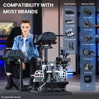Marada Universal Flight Simulation Cockpit with Racing Seat or Racing Wheel Stand Adjustable Compatible with Thrustmaster HOTAS Warthog,Logitech G29 G920 Wheels,Pedals,Throttle,Joystick Not Included