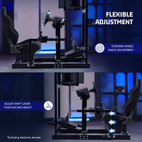 Marada 4080 Aluminum Simulator Cockpit,Adjustable Black Seat, Triple Monitor Mount, Compatible with Major Steering Wheels