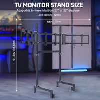Marada Racing Simulator Triple Monitor Stand Compatible with round tube racing simulator cockpits, supports three screens