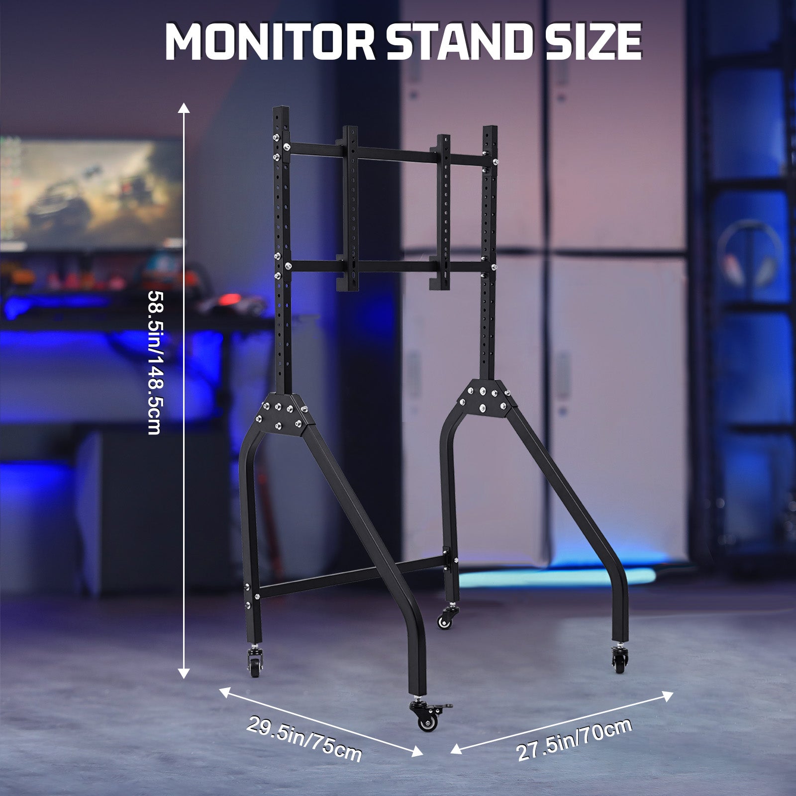 Marada adjustable monitor stand with lockable wheel design is compatible with all cockpit stands sold in our store