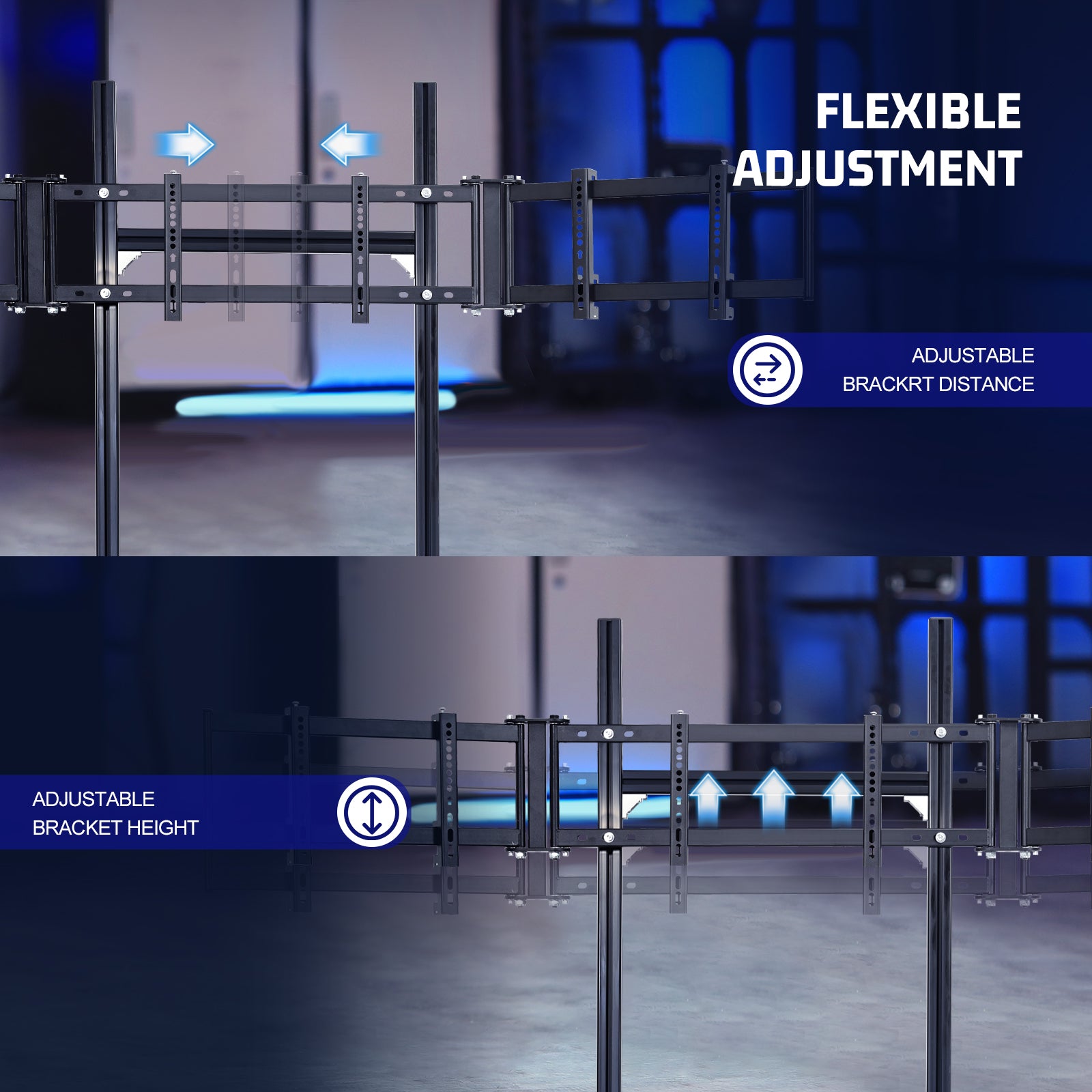 Marada 4040T-type Aluminum Triple Monitor Mount For Aluminum Alloy Racing Simulator Cockpit