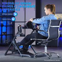Marada Foldable Racing Wheel Stand Flight Sim Cockpit Compatible with Logitech, Thrustmaster and PXN Gaming Devices Adjustable X-Shape Simulator Mount Electronic Device Not Included