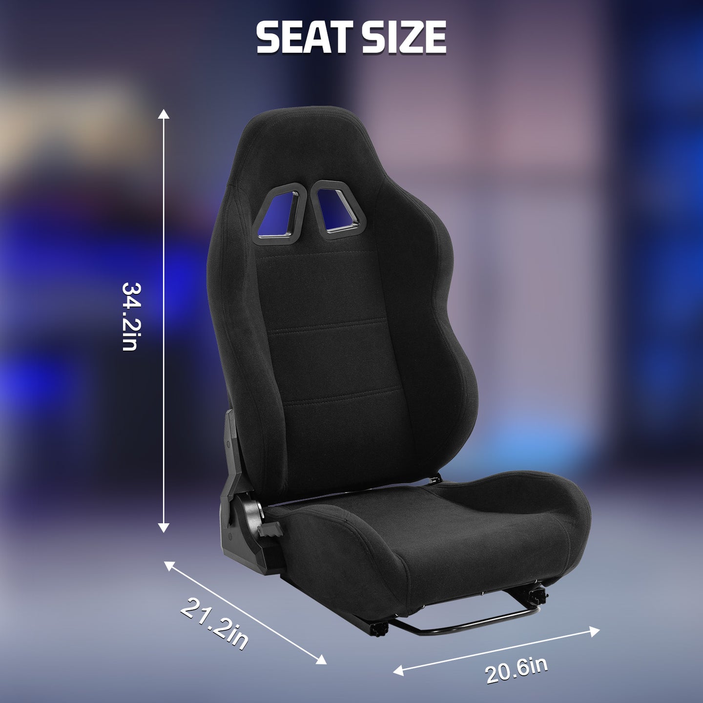 Marada Racing Seat with Adjustable Slide for Racing Wheel Stand Cloth Black with Installed Parts