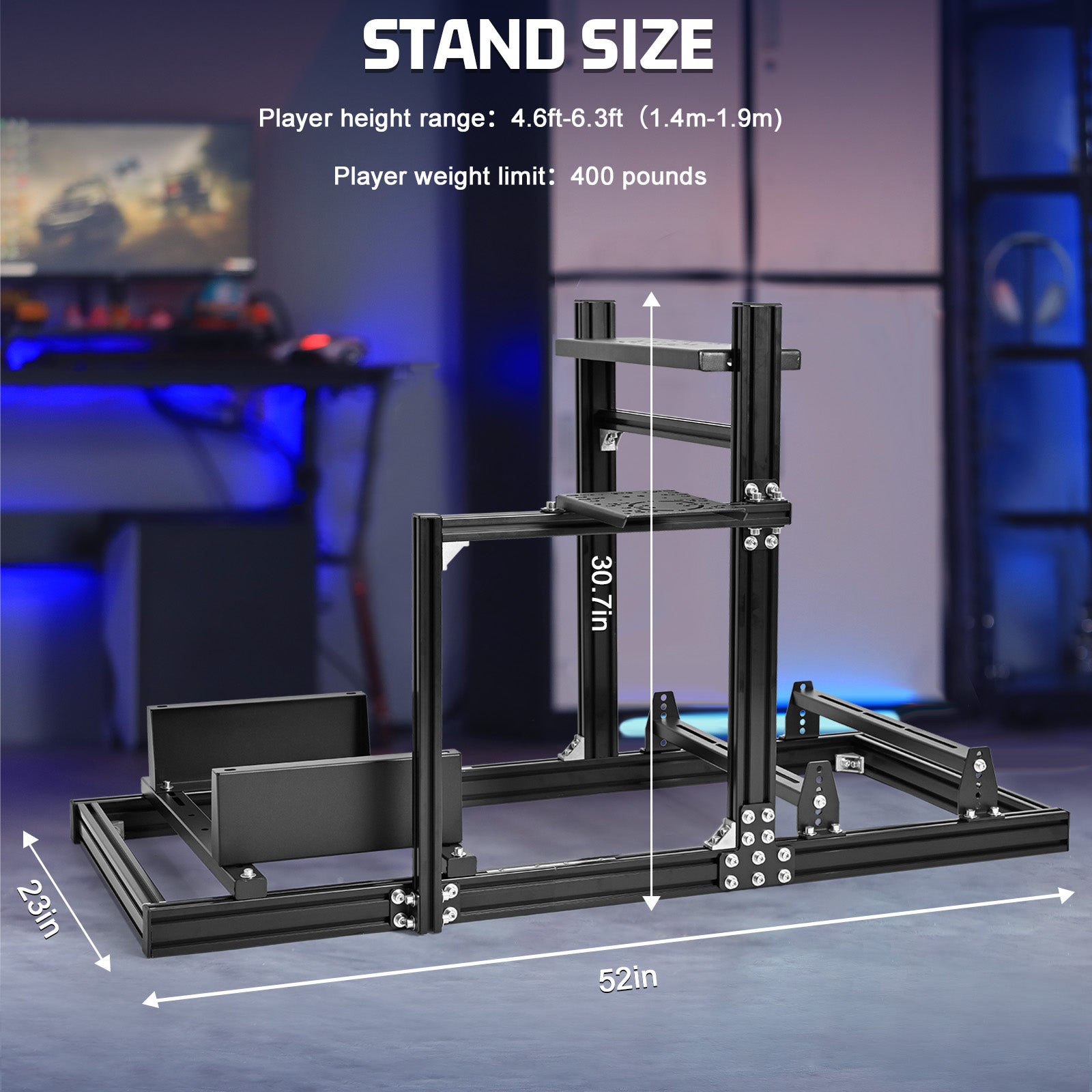 Marada 3060 Aluminum Profile Adjustable Racing Simulator Cockpit Compatible With Logitech G29