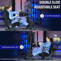 Marada Racing Cockpit Frame with TV Stand, Gear Mount, Black Seat Compatible with G923, G920, T500, FANTEC，T3PA, TGT Height Adjustable Wheel and Pedals Not Included Racing Cockpit Full Kit