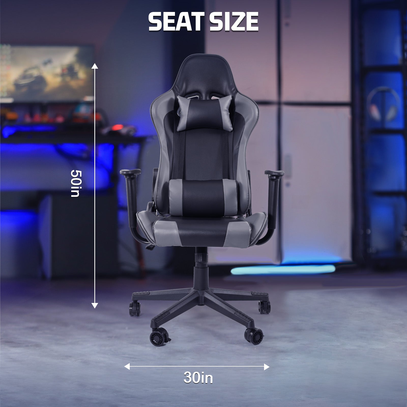 Marada Flight and Racing Game Chair with backrest Black Grey Premium Recliner