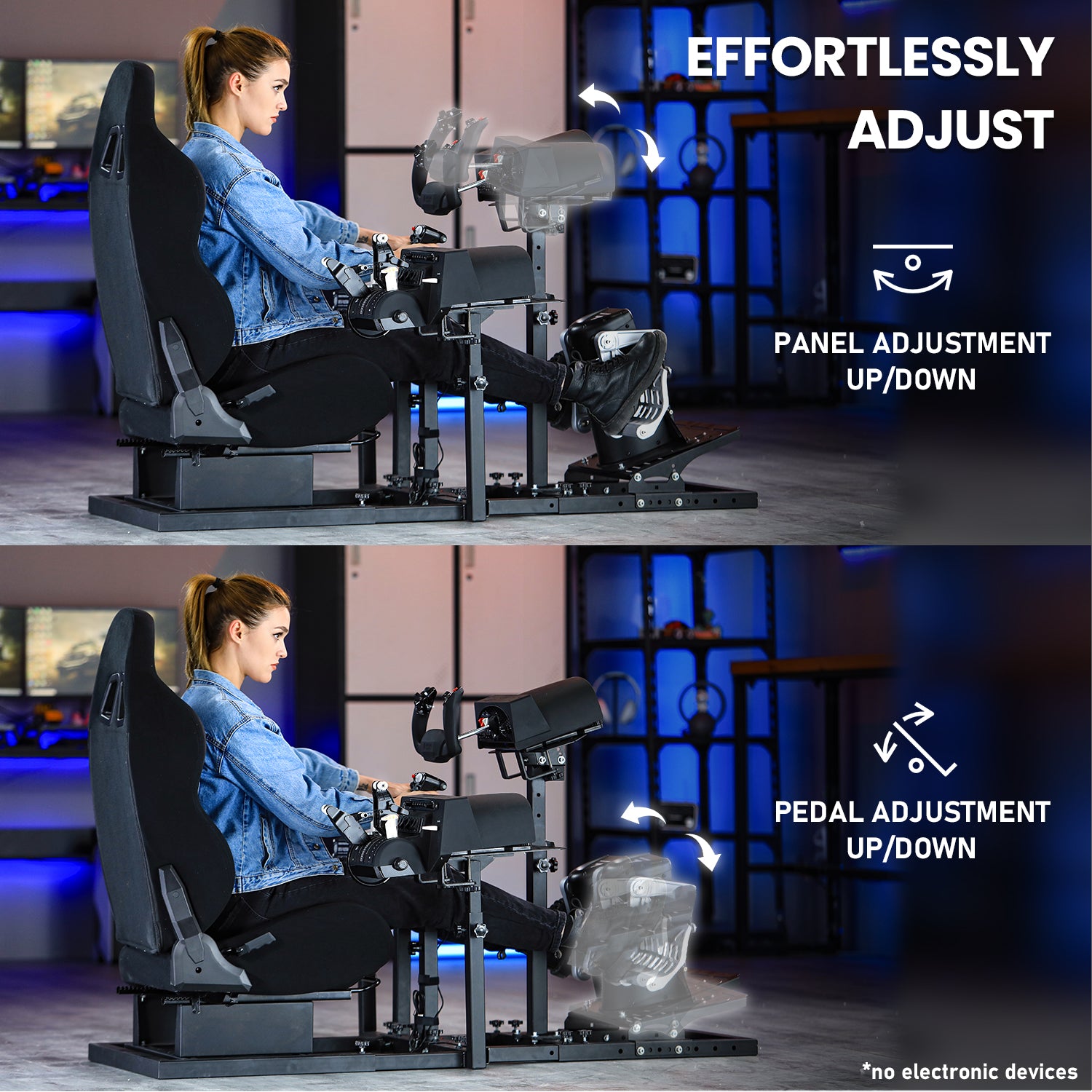 Marada Universal Flight Simulation Cockpit with Racing Seat or Racing Wheel Stand Adjustable Compatible with Thrustmaster HOTAS Warthog,Logitech G29 G920 Wheels,Pedals,Throttle,Joystick Not Included