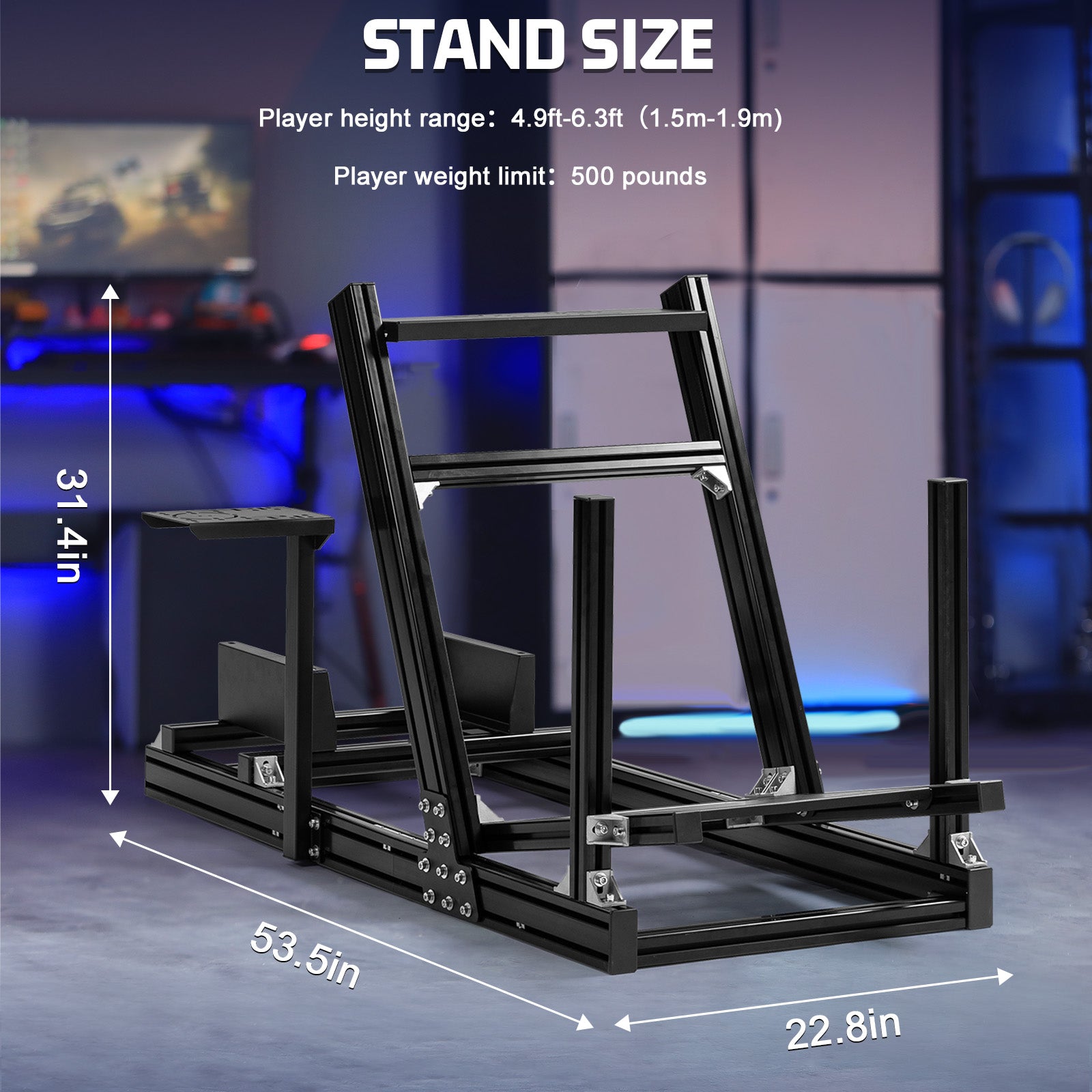 Marada Sim Racing Cockpit with 4080 Aluminum Frame, Fits Logitech/Thrustmaster Wheels