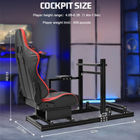 Marada Adjustable 3060 Aluminum Racing Sim Cockpit with Red Seat Compatible with Logitech G920