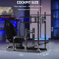 Marada 4080 Aluminum Simulator Cockpit,Adjustable Black Seat, Triple Monitor Mount, Compatible with Major Steering Wheels