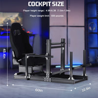 Marada 4080 Aluminum F1 Racing Cockpit Stand with Black Seat – Full Adjustable Simulator Frame Compatible with Logitech/Thrustmaster/Fanatec (Wheel/Pedals/Shifter Not Included)