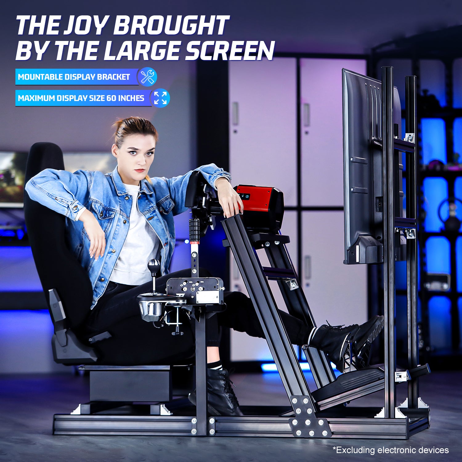 Marada 4080 Aluminum Racing Frame with Seat,Compatible with Logitech/Thrustmaster/PXN