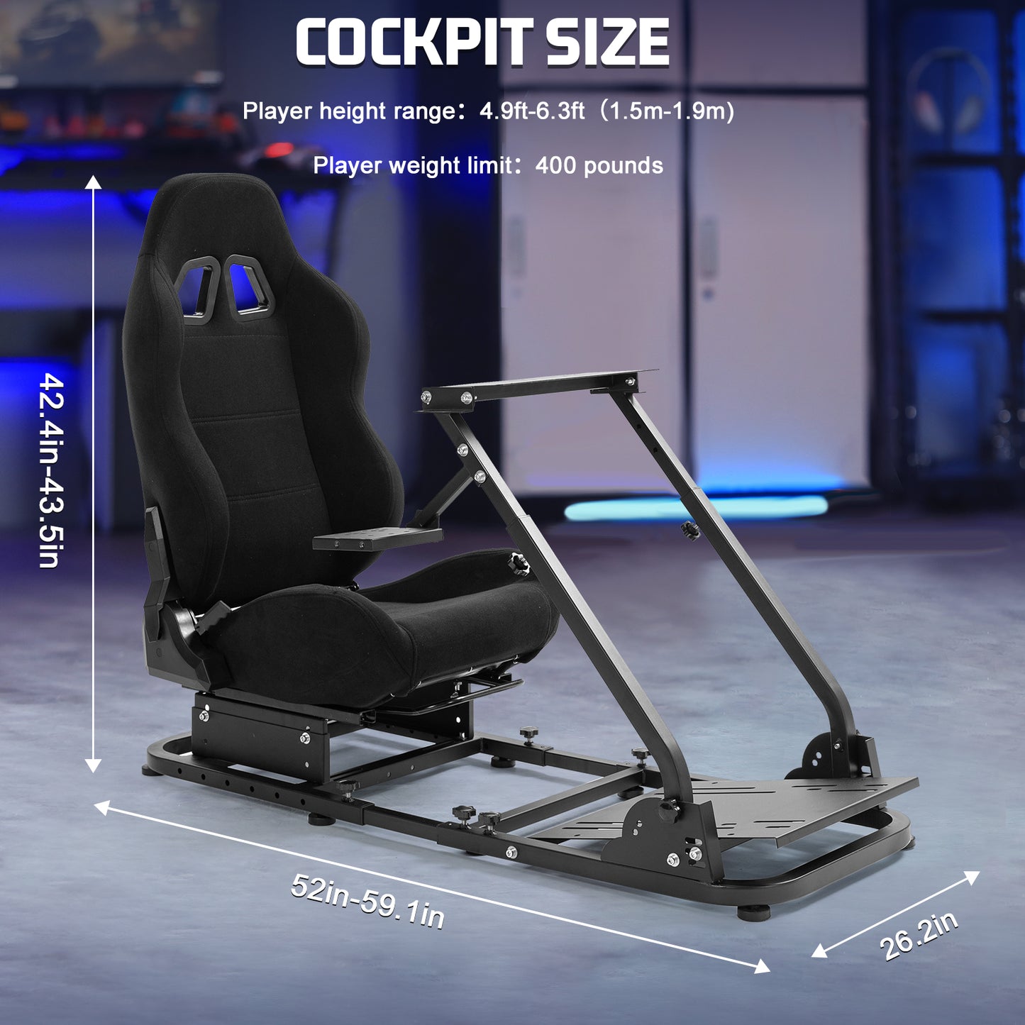 Marada Racing Seat Simulator Cockpit Height Adjustable Racing Steering Wheel Stand/Fits Fantec, Logitech G25, G27, G29, Thrustmaster/Compatible with Xbox One, Playstation, PC Platforms