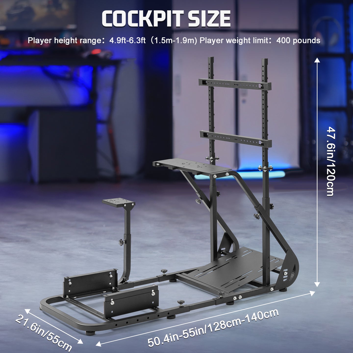 Marada Adjustable Simulator wheel stand with Monitor Stand , Compatible with Logitech G29, G923, Thrustmaster, Fanatec, Not  Include Wheels Pedals & Seat