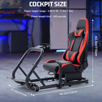 Marada Racing Wheel Stand (Cockpit 54) Adjustable Fit for |Logitech G25 G27 G29 G920 |Thrustmaster T80 T150 | Fanatec with Red Racing Seat Wheel, Pedals,and Shifter Not Include Visit the Marada Store