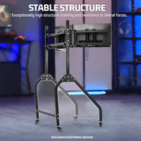 Marada Ergonomic Triple Monitor Stand with Brake Casters: Height, Tilt & Spacing Adjustment for 27 to 32 inch Screens, Applicable to all Game Stands in Our Store