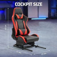 Marada Adjustable Racing Simulator Cockpit Rear Seat Frame - Expandable Design with DIY Support & Included Ergonomic Red Racing Seat