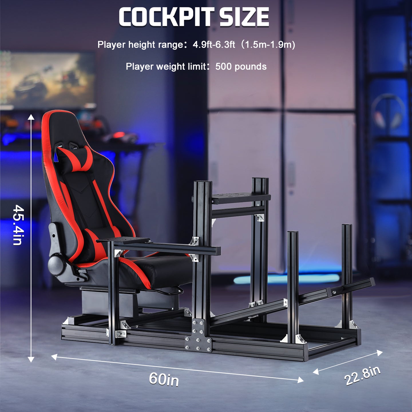 Marada 4080 Aluminum Alloy Racing Cockpit – Stable F1-Style Simulator Stand with Ergonomic Red Seat for Logitech/Thrustmaster/Fanatec Wheels. (Electronics Not Included)