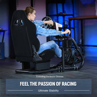 Marada Simulator Racing Wheel Stand (Cockpit 56) Adjustable Fit for |Logitech G25 G27 G29 G920 |Thrustmaster T80 T150 | Fanatec with Black Racing Seat Wheel, Pedals,and Shifter Not Include