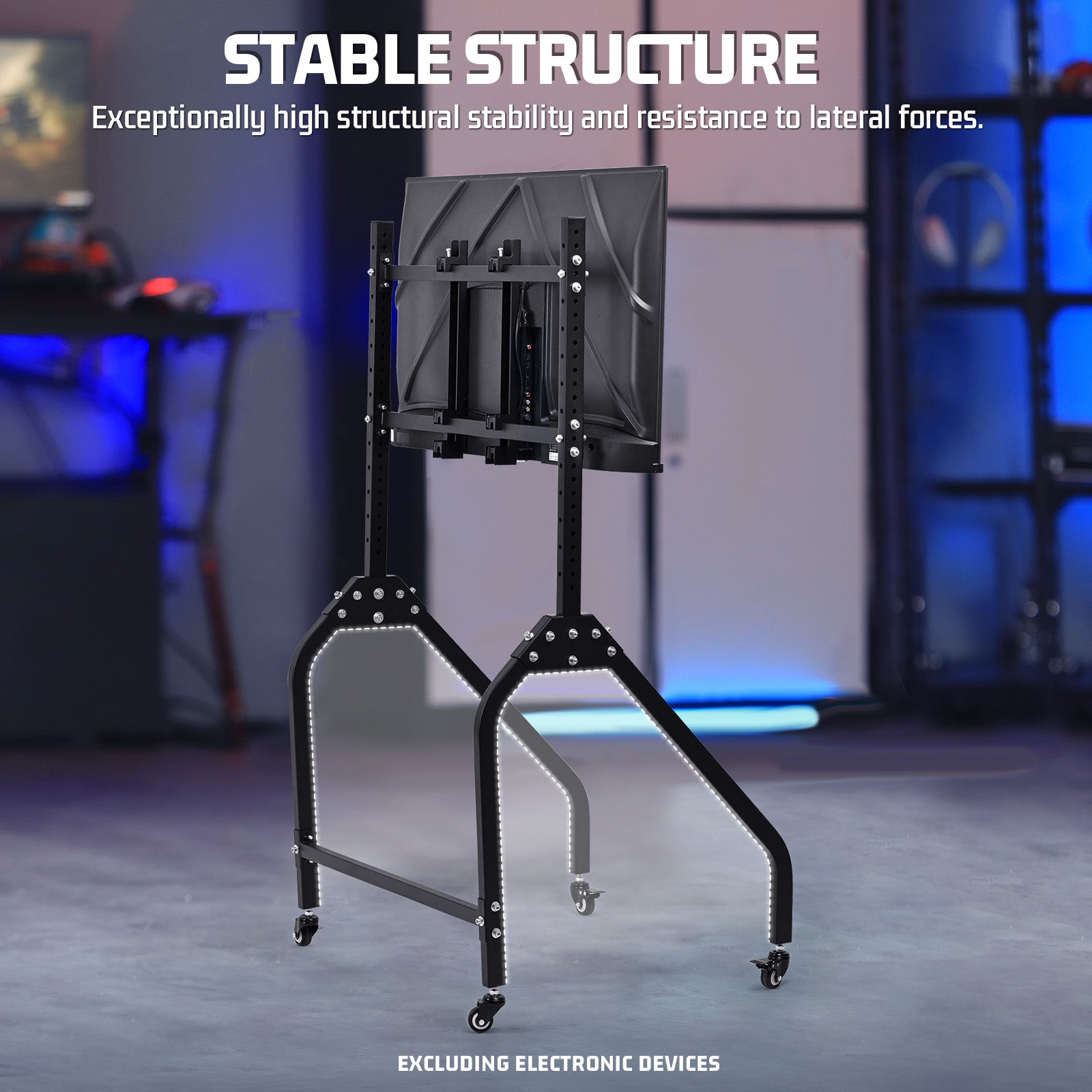 Marada adjustable monitor stand with lockable wheel design is compatible with all cockpit stands sold in our store