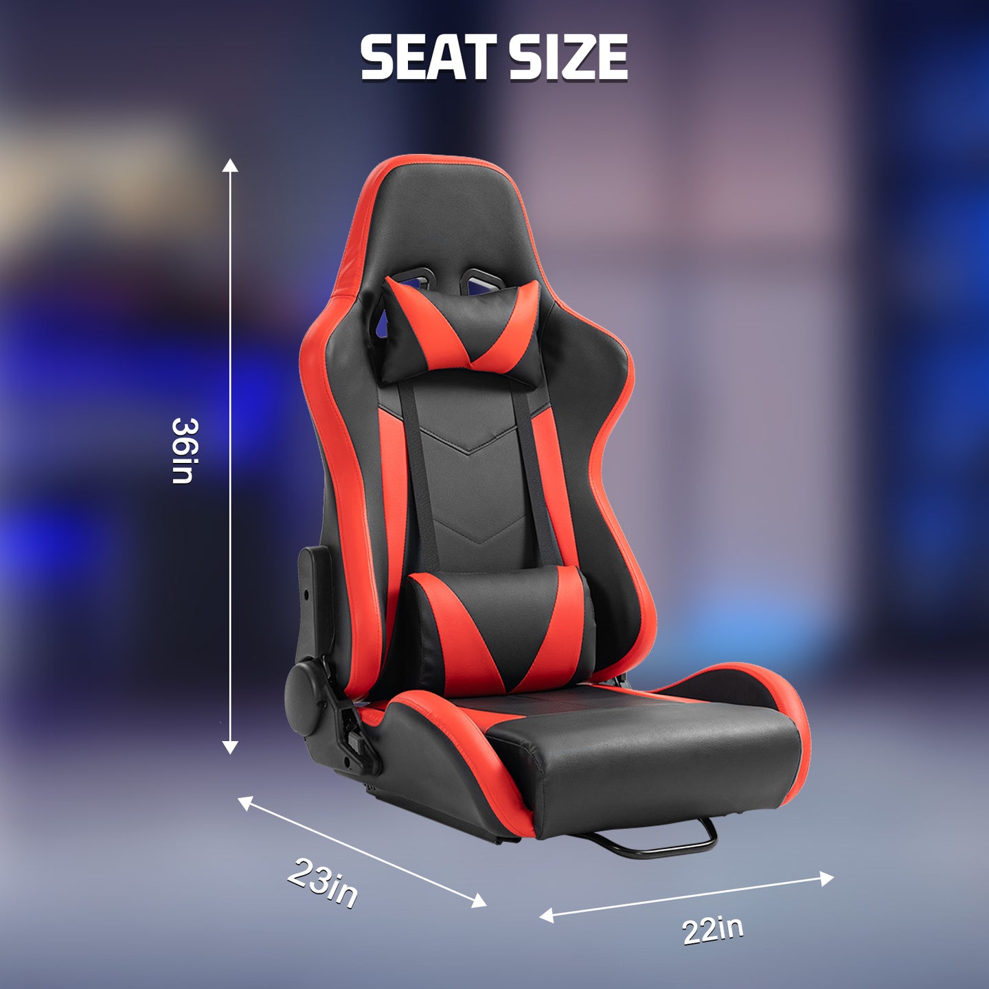 Marada Racing Seat with Double Lock Slip for Racing Wheel Stand Cloth Red with Installed Parts