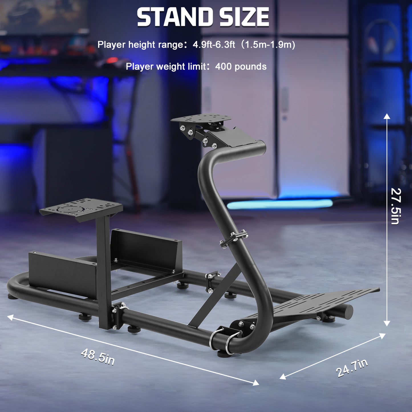 Marada Racing Simulator Frame Adjustable Wheel Stand Round Tube Upgrade fit for Logitech G25 G27 G29 G920 Thrustmaster Tx 458, T500 RS, T300RS Wheels, Shifter and Pedals not Include