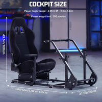 Marada Racing Cockpit Frame Compatible with G25 G27 G29 G920 Height Adjustable Racing Wheel Stand Wheel and Pedals Not Included（with Seat）