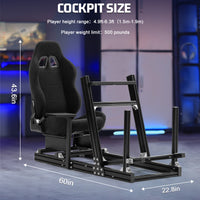 Marada Adjustable 4080 Aluminum Sim Racing Cockpit with Seat Compatible with Major Brands No Wheel Pedals