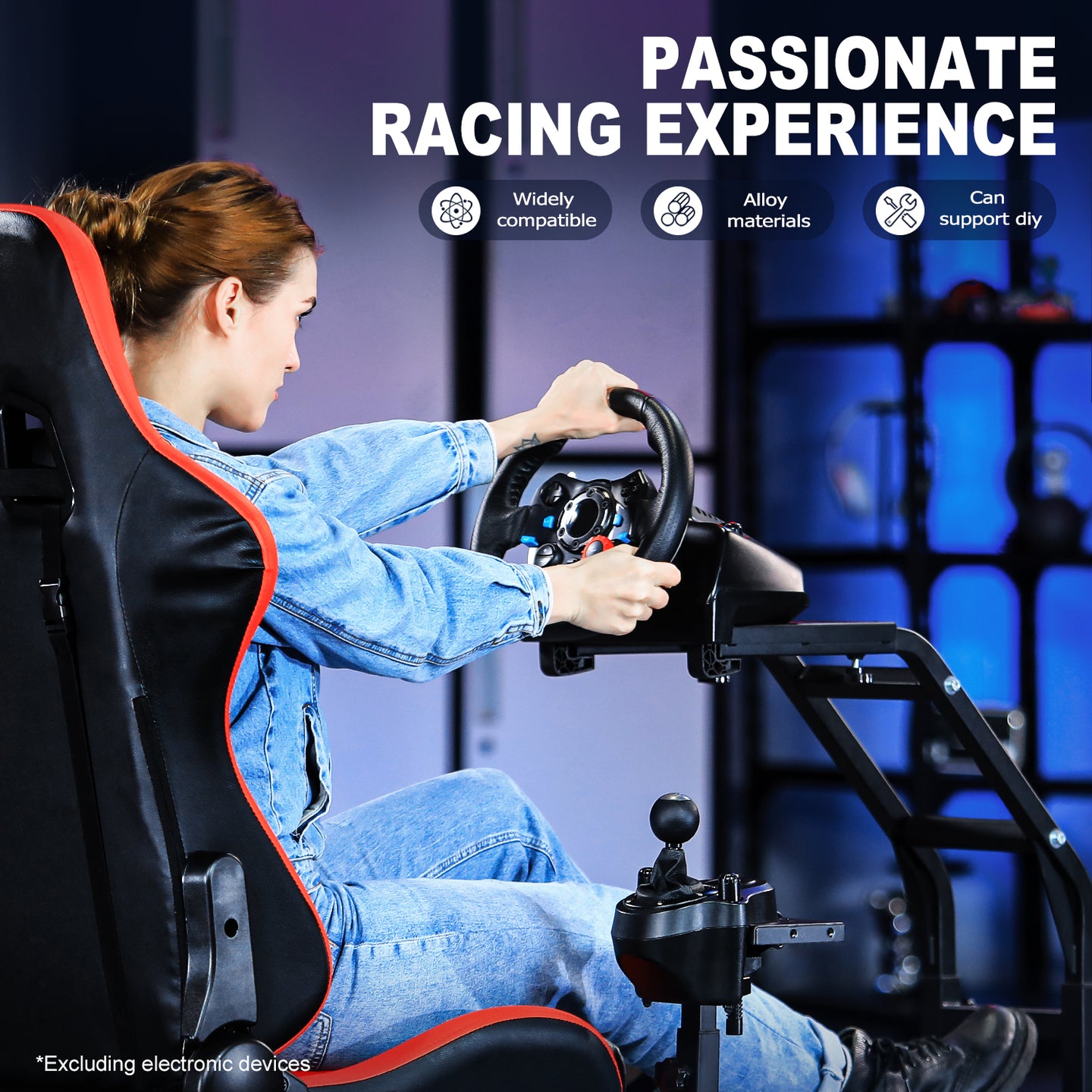 Marada Racing Wheel Stand Racing Simulator Steering Wheel Stand with Red Seat Tilt-Adjustable for G29 G920 T300RS T150 PS4 Xbox Wheel,Pedals NOT Included