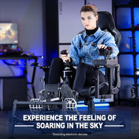 Marada Flight Simulator Cockpit with Gray Gaming Seat & Pedal Mount for Logitech Thrustmaster